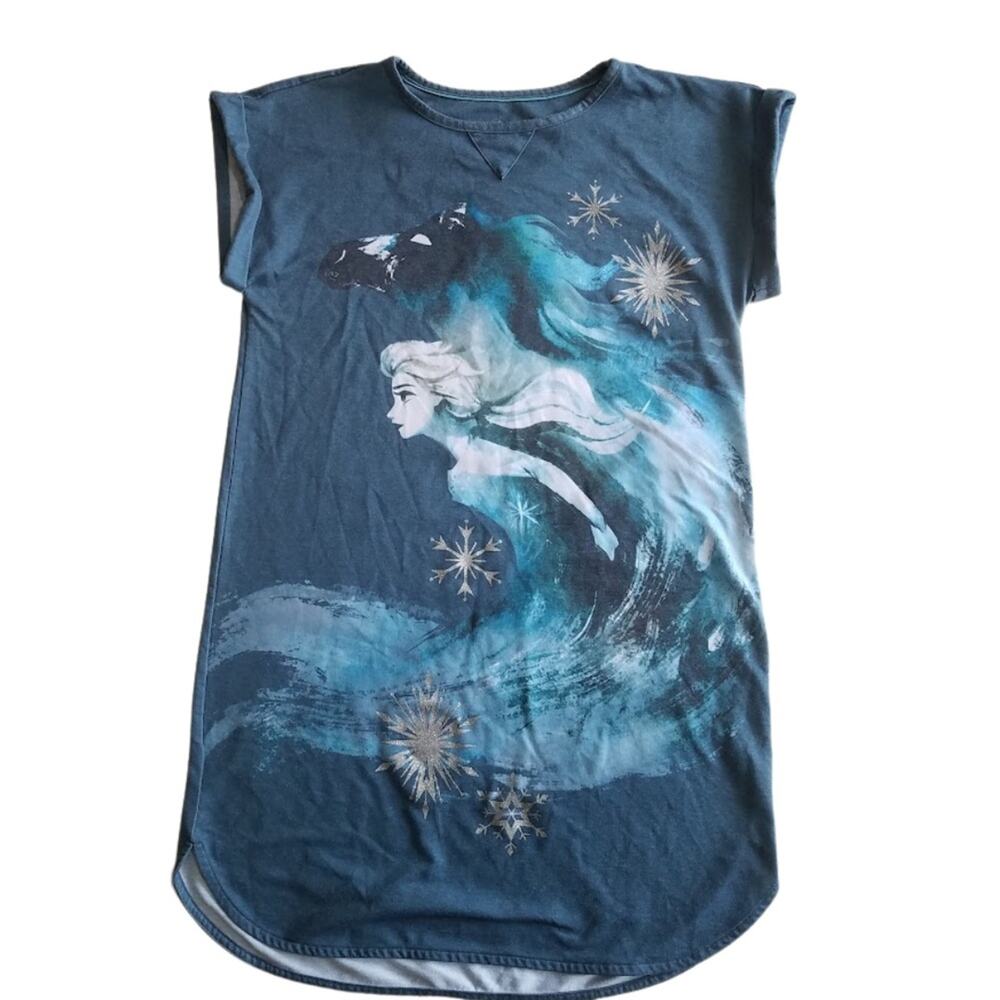 Frozen 2 Elsa Disney short sleeve nightgown sz XS / S teal blue